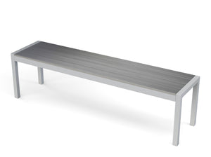 Tisch 200 cm + 2 Stühle + 2 Bänke, grau