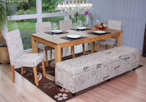 Bank Sitzbank mit Aufbewahrung Kriens XXL, Leder, 180x45x45cm ~ creme