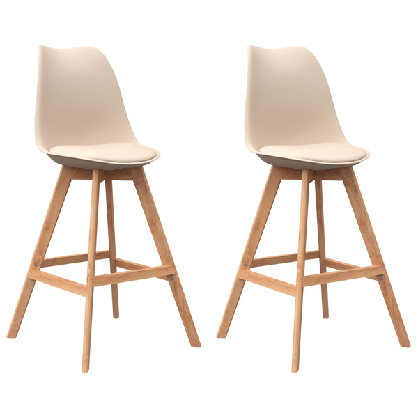Tabourets de bar AMELIA, beige, lot de 2