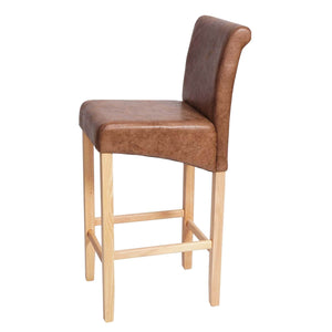 Barhocker Barstuhl Holz Wildlederimitat helle Beine Stoff/Textil