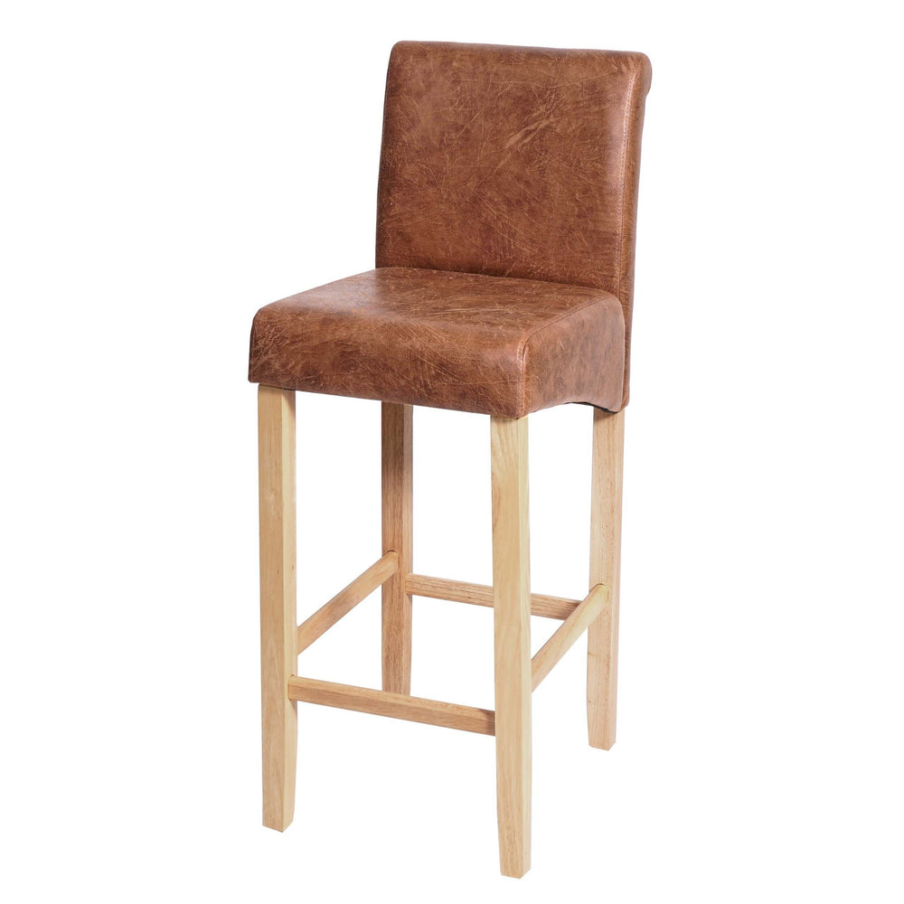 Barhocker Barstuhl Holz Wildlederimitat helle Beine Stoff/Textil