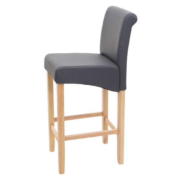 Barhocker Barstuhl Holz grau matt helle Beine Kunstleder