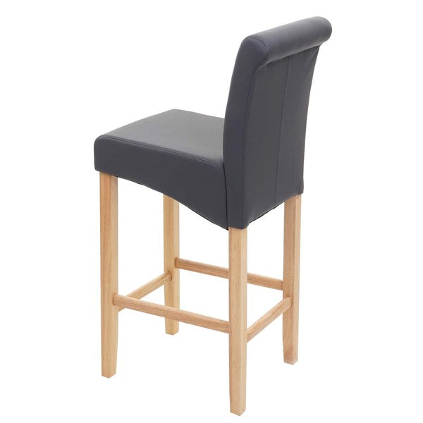 Barhocker Barstuhl Holz grau matt helle Beine Kunstleder