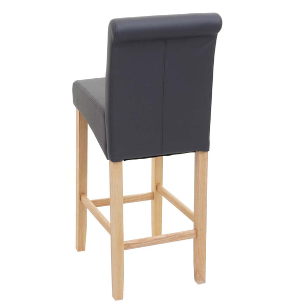 Barhocker Barstuhl Holz grau matt helle Beine Kunstleder