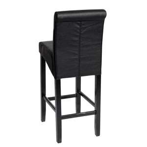 Barhocker Barstuhl Lancy Holz schwarz matt dunkle Beine Kunstleder