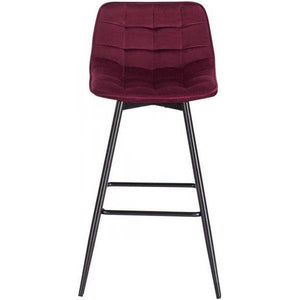 2er-Set Designer Barstuhl mit Fussstütze Samt, Metallbeine Elif bordeaux