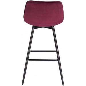 2er-Set Designer Barstuhl mit Fussstütze Samt, Metallbeine Elif bordeaux