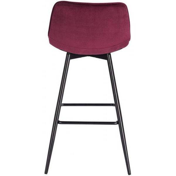 2er-Set Designer Barstuhl mit Fussstütze Samt, Metallbeine Elif bordeaux