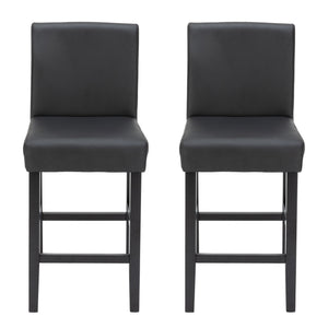 Tabourets de bar en cuir CORBY, lot de 2, noirs
