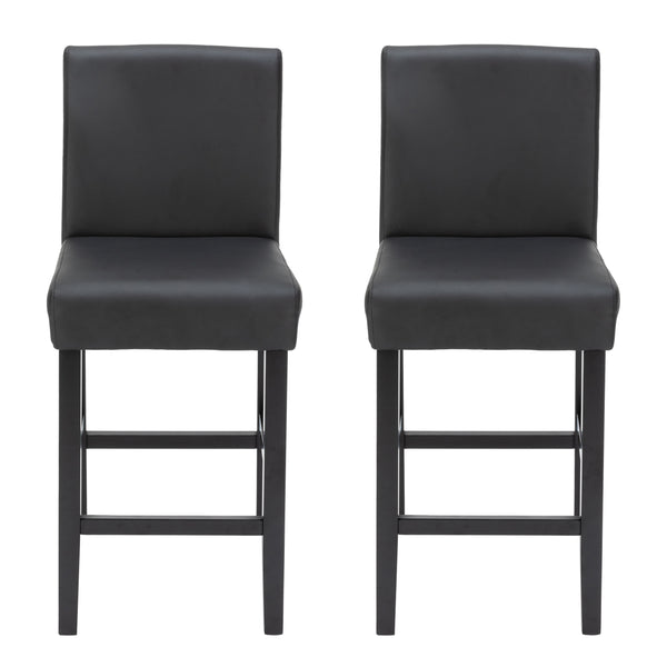 Tabourets de bar en cuir CORBY, lot de 2, noirs