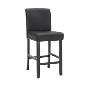 Tabourets de bar en cuir CORBY, lot de 2, noirs