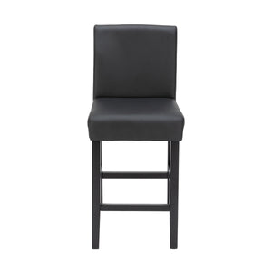 Tabourets de bar en cuir CORBY, lot de 2, noirs