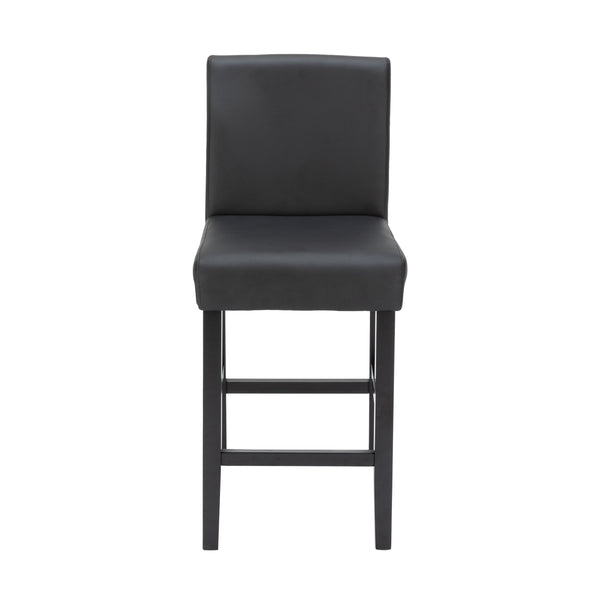 Tabourets de bar en cuir CORBY, lot de 2, noirs
