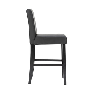 Tabourets de bar en cuir CORBY, lot de 2, noirs