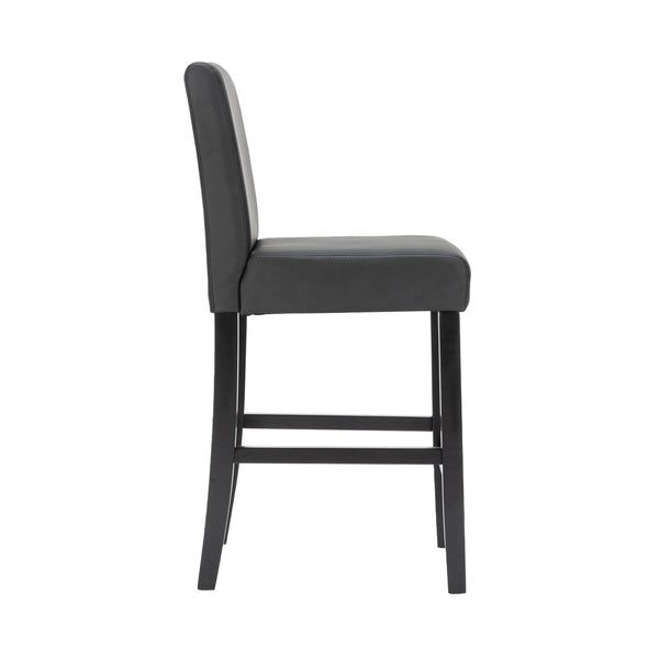 Tabourets de bar en cuir CORBY, lot de 2, noirs
