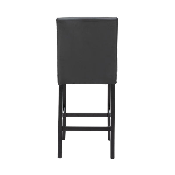 Tabourets de bar en cuir CORBY, lot de 2, noirs