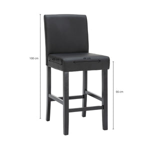 Tabourets de bar en cuir CORBY, lot de 2, noirs