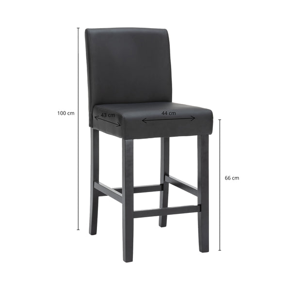 Tabourets de bar en cuir CORBY, lot de 2, noirs