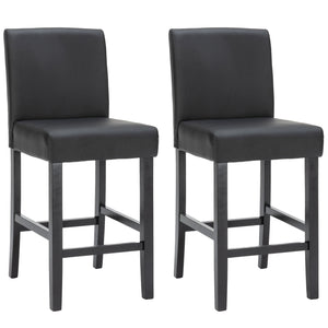 Tabourets de bar en cuir CORBY, lot de 2, noirs