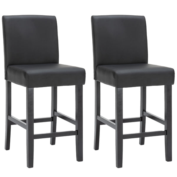 Tabourets de bar en cuir CORBY, lot de 2, noirs