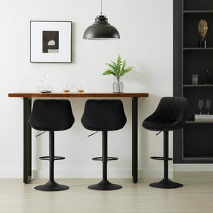 2er Set Barhocker Höhenverstellbar Samt Drehbar Schwarz