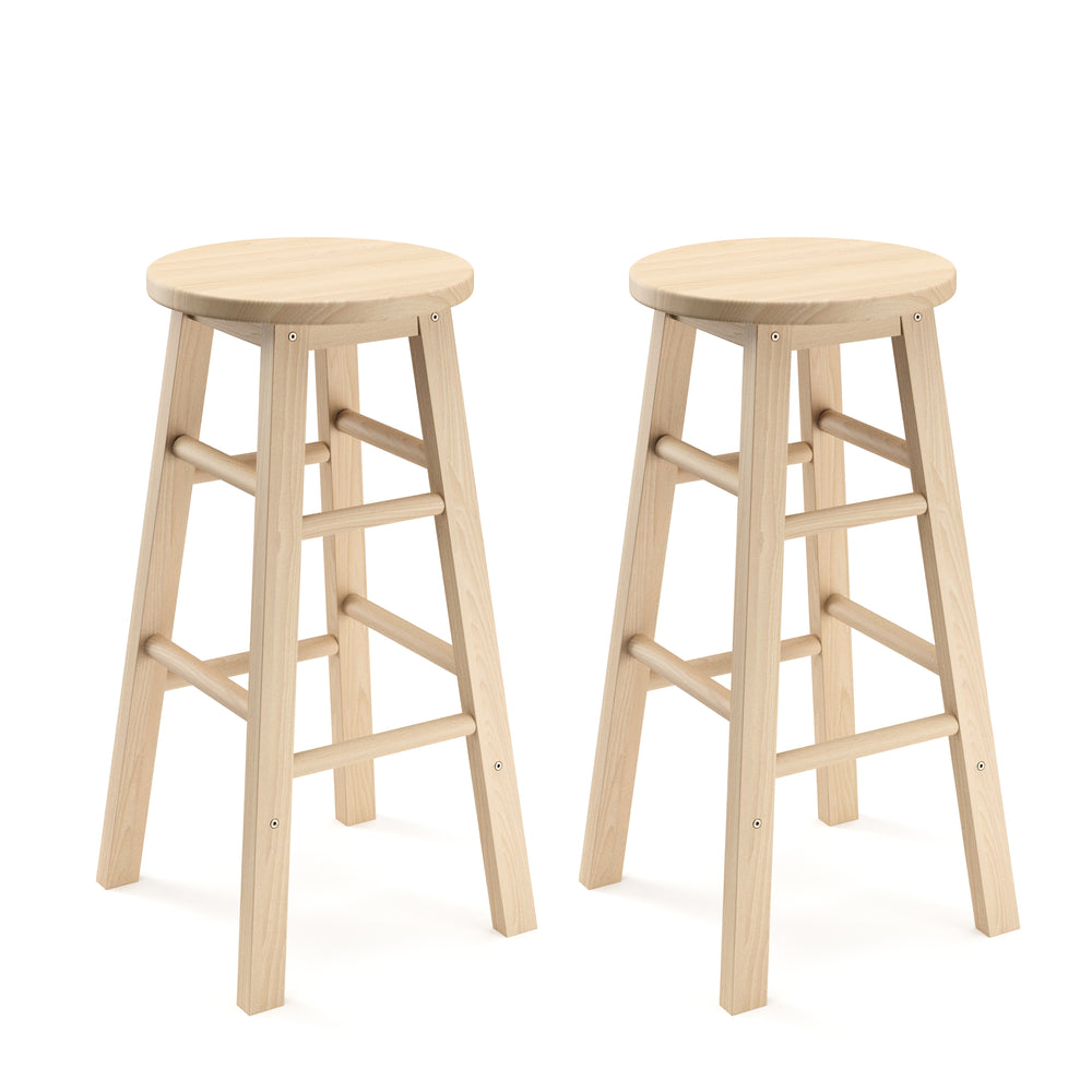 NORBERT wooden bar stools, 61 cm, set of 2, natural