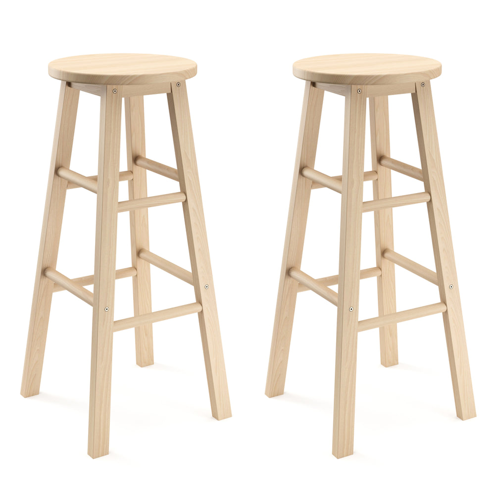 NORBERT wooden bar stools, 73 cm, set of 2, natural