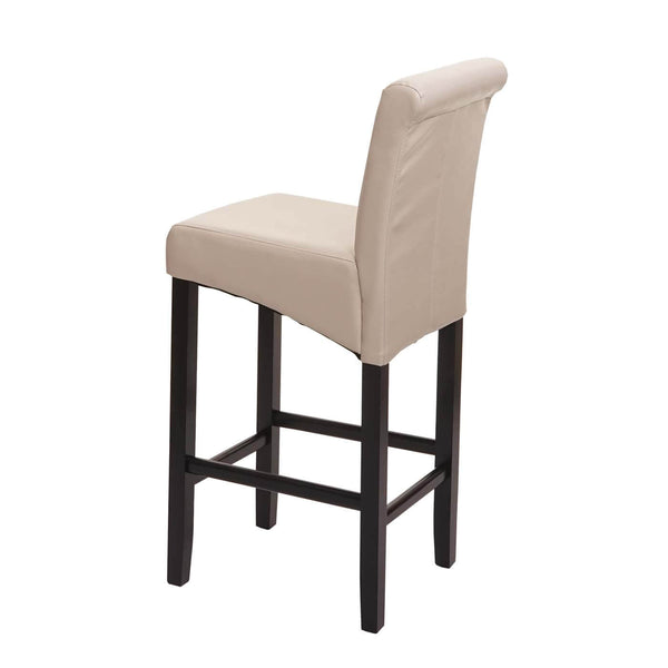 Barhocker Holz creme dunkle Beine Kunstleder