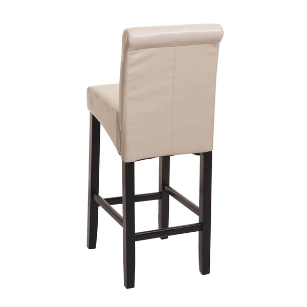 Barhocker Holz creme dunkle Beine Kunstleder