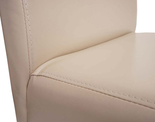 Barhocker Holz creme dunkle Beine Kunstleder