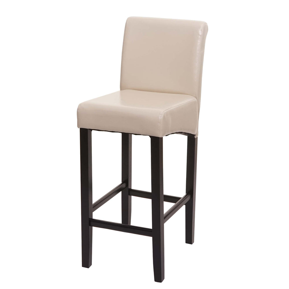 Barhocker Holz creme dunkle Beine Kunstleder