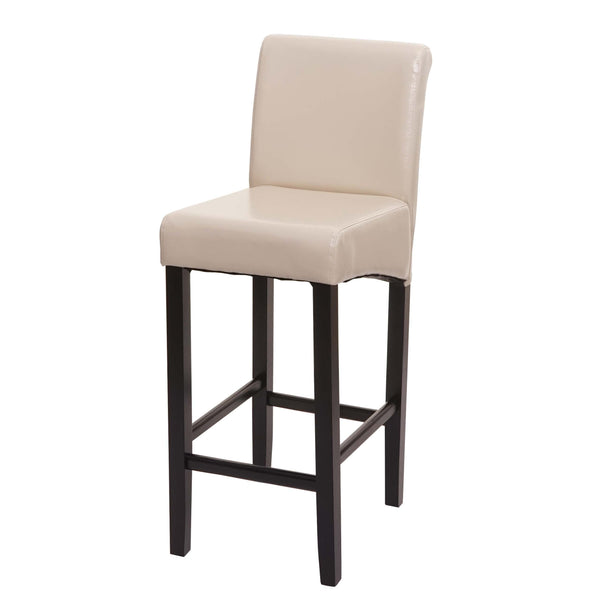 Barhocker Holz creme dunkle Beine Kunstleder