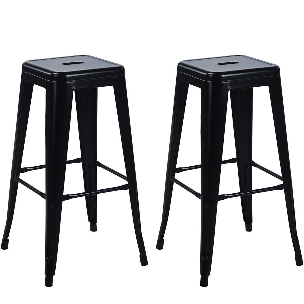 Metal bar stools METALLIX, set of 2, black