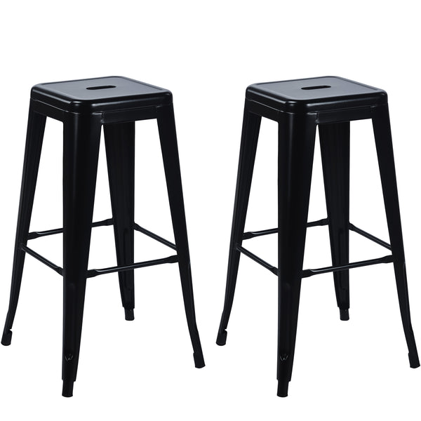 Metal bar stools METALLIX, set of 2, black