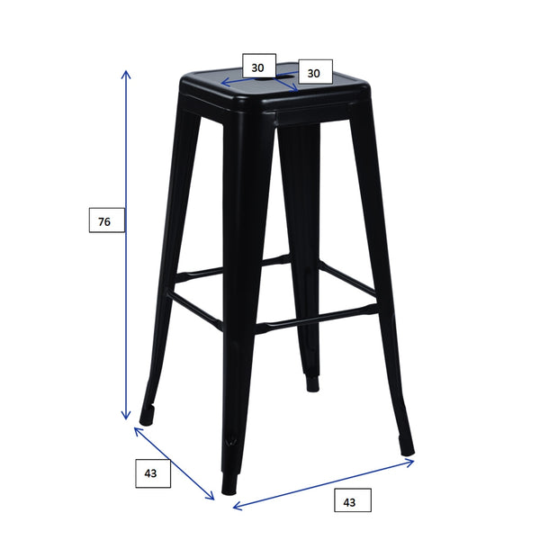 Metal bar stools METALLIX, set of 2, black