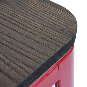 Barhocker Metall mit Holz-Sitzflächen Industriedesign ~ rot