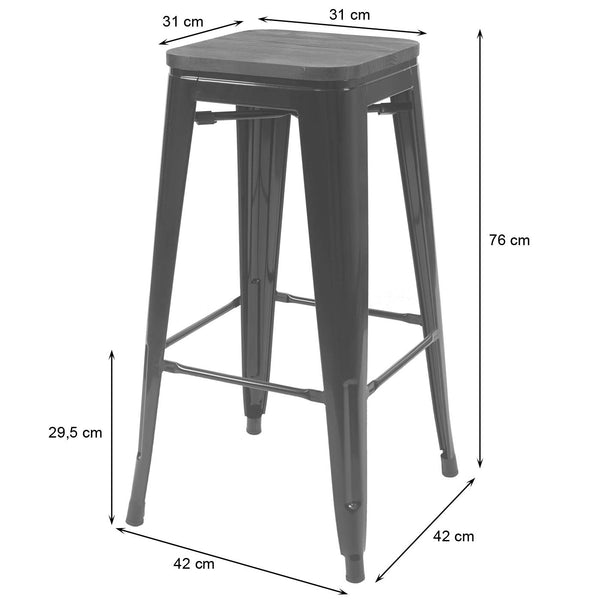 Barhocker Metall mit Holz-Sitzflächen Industriedesign ~ weiss