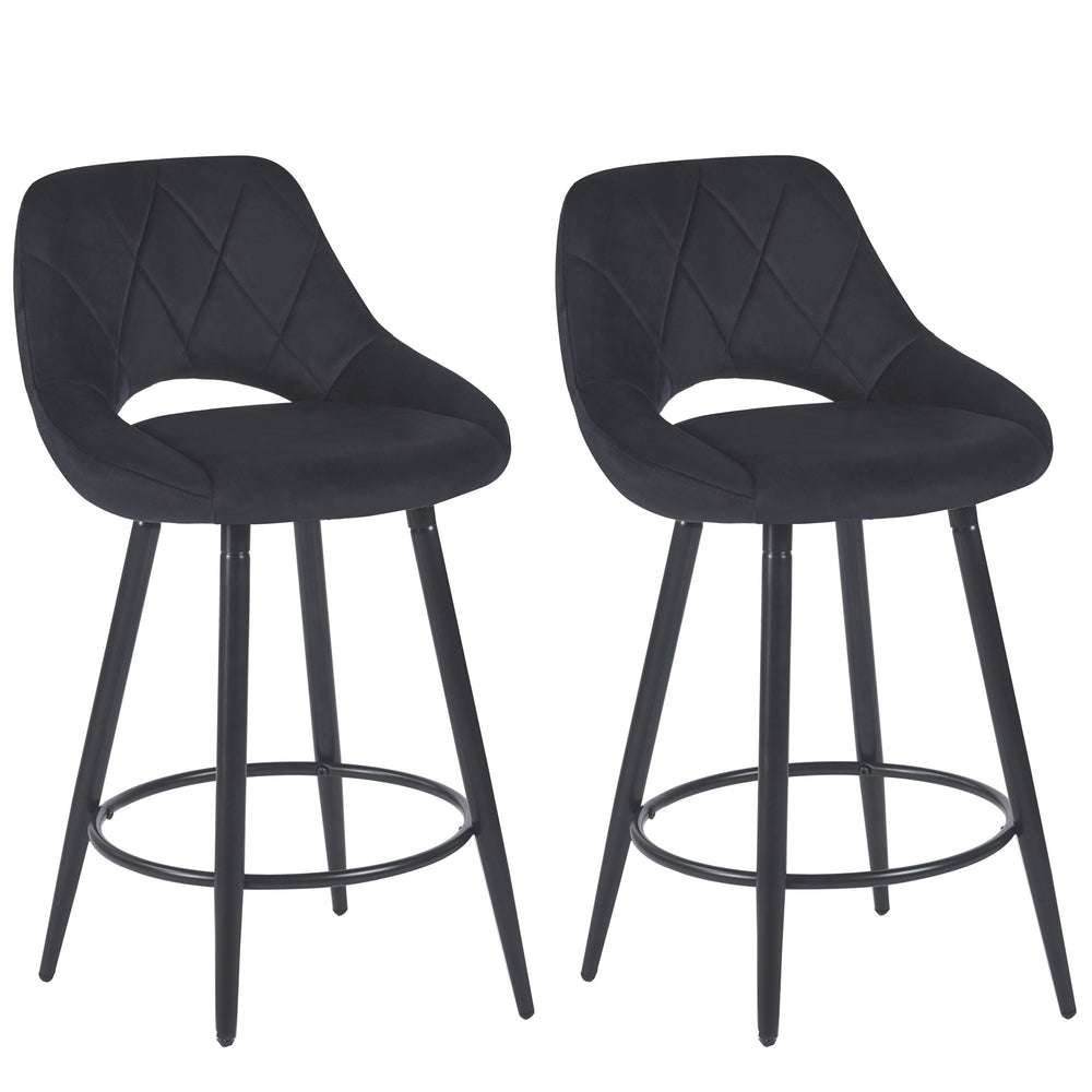 GORDON velvet bar stools, set of 2, anthracite
