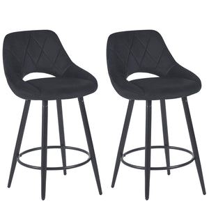 GORDON velvet bar stools, set of 2, anthracite
