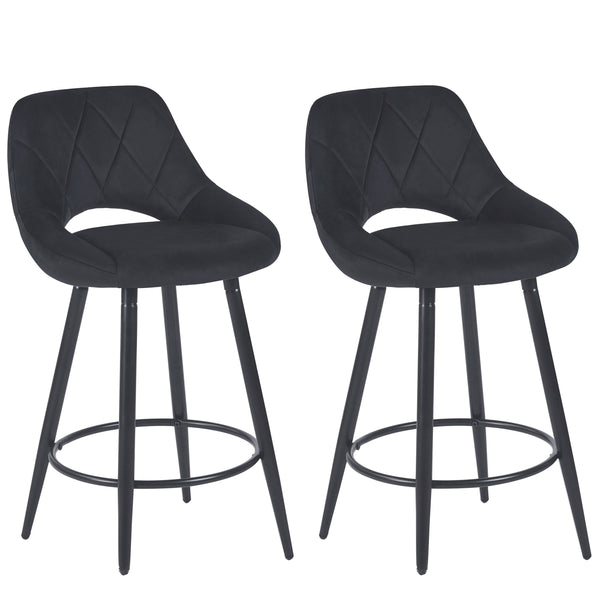 GORDON velvet bar stools, set of 2, anthracite