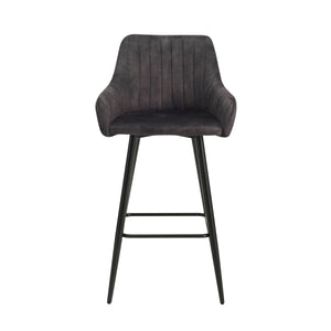 Tabourets de bar en velours LEE, lot de 2, anthracite