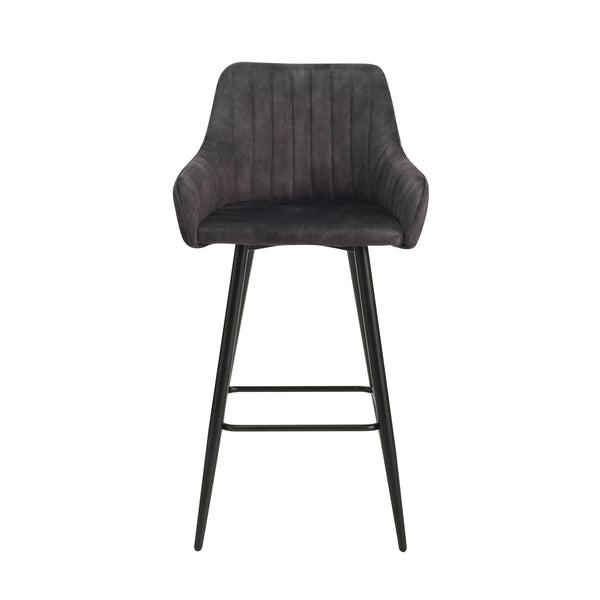Tabourets de bar en velours LEE, lot de 2, anthracite