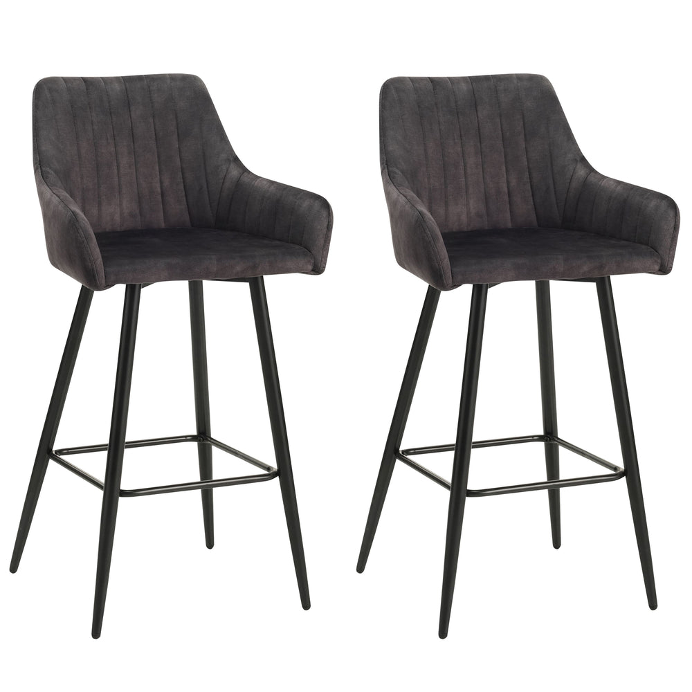 Barhocker Samt LEE 2er Set anthrazit