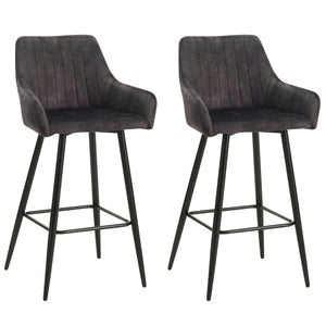 Tabourets de bar en velours LEE, lot de 2, anthracite