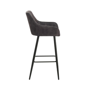 Tabourets de bar en velours LEE, lot de 2, anthracite