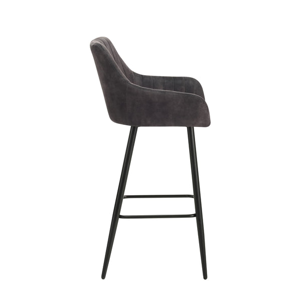 Tabourets de bar en velours LEE, lot de 2, anthracite