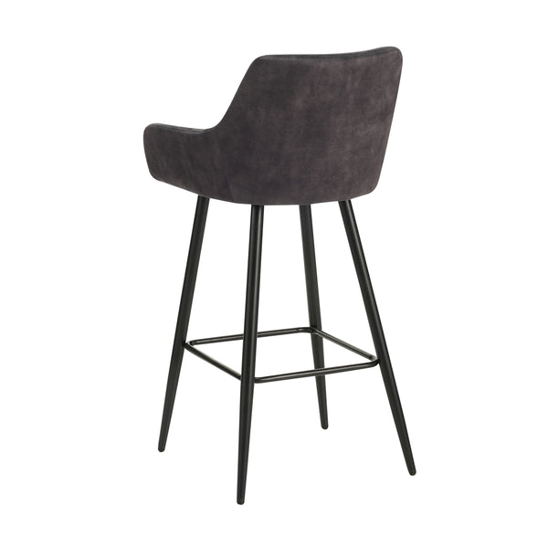 Tabourets de bar en velours LEE, lot de 2, anthracite
