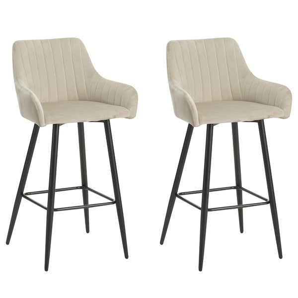 Sgabelli da bar in velluto LEE, set da 2, beige