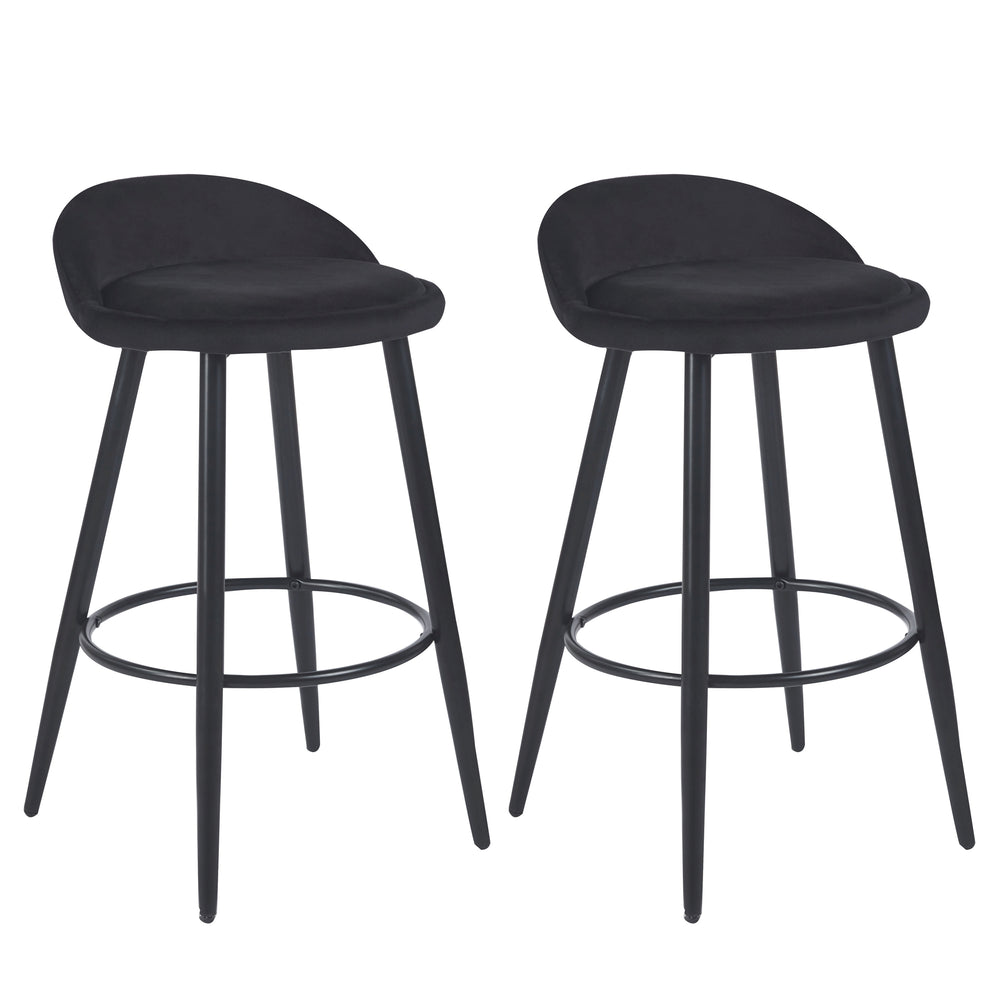 ROMY velvet bar stools, set of 2, black