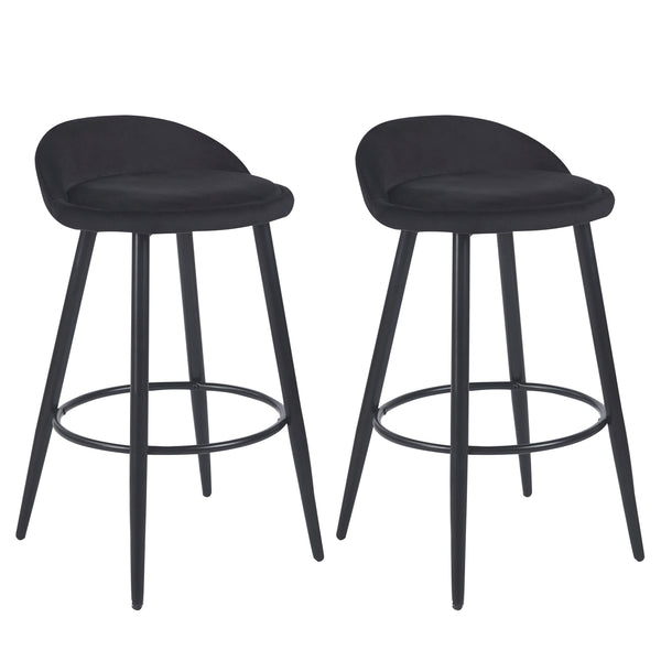 Barhocker Samt ROMY 2er Set schwarz